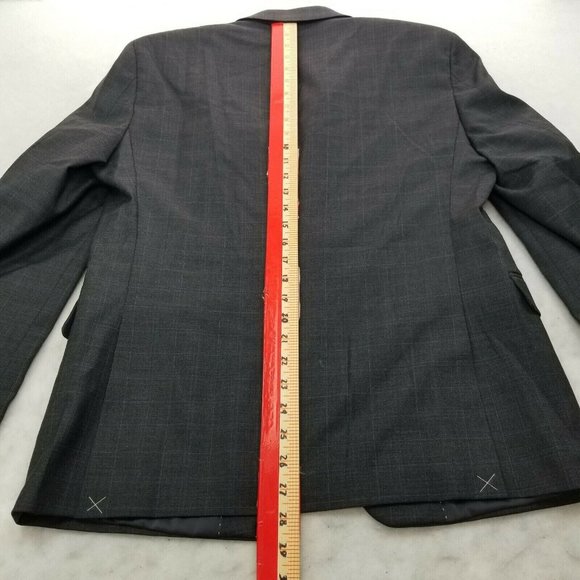 Tommy Hilfiger Grey Sharkskin Windowpane Stretch Classic Fit Suit Coat 40S $450 - Picture 6 of 11